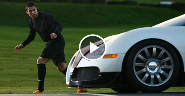 [Video] Ronaldo Race Against Bugatti Veyron – Fastest Footballer vs. Fastest of Cars