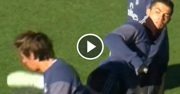 Video: Cristiano Ronaldo aiming a kung-fu kick at Real Madrid teammate Fabio Coentrao’s face